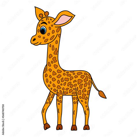 Cartoon Cute Baby Giraffe Vector Illustration Of A Little Baby Giraffe