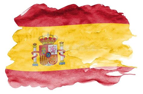 Flaggan för spanien, vilket kan visa som bokstäver es på vissa plattformar. Den Spanien Flaggan Visas I Vätskevattenfärgstil Som ...