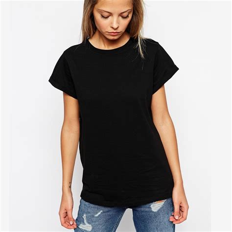 Enjoythespirit Womens Fashion Plain Black T Shirt Round Neck 100