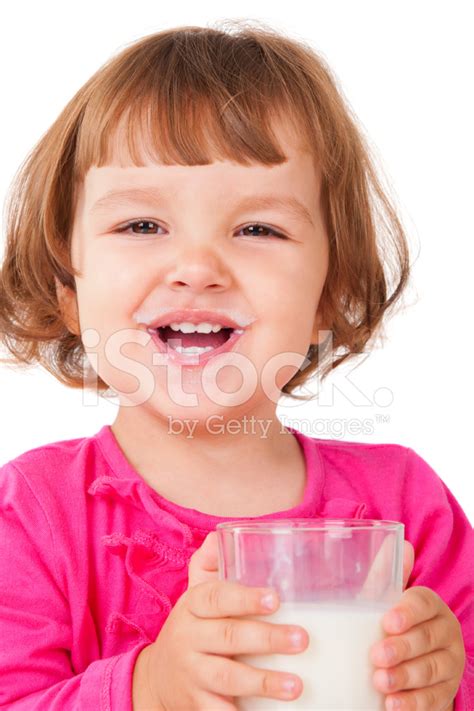 Little Girl With Milk Stock Photo Royalty Free Freeimages