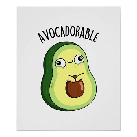 Avoc Adorable Funny Avocado Pun Poster Zazzle Avocado Puns Cute