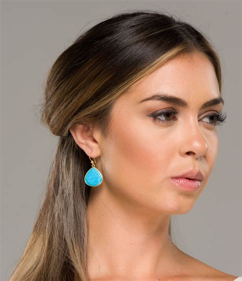 Large Turquoise Earringslarge Gemstone Earringteardrop Etsy