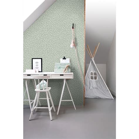 Papier Peint Vert Menthe Avec Des Points Blancs Funkywalls Dé