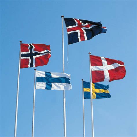 Nordiske Flag I ægte Flagdug Nordiske Flag Fra Langkilde And Søn