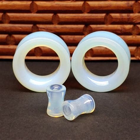 Glass Tunnel Plugs Gauges Opalite Glass Tunnels Double Etsy