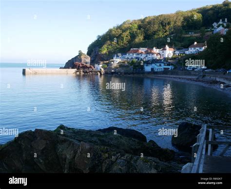 A View Across Babbacombe Beach To The Cary Arms Public House In Devon