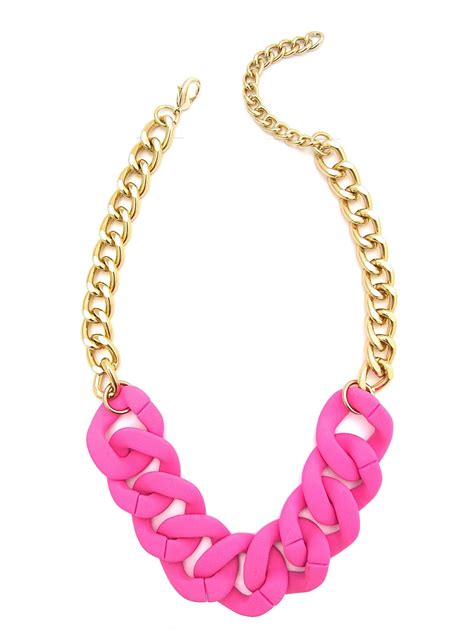 Chunky Pink Necklace Hot Pink Statement Necklace Chunky Etsy