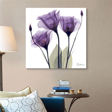 Purple Flower Trio Canvas Wall Art Print Floral Home Decor Ebay