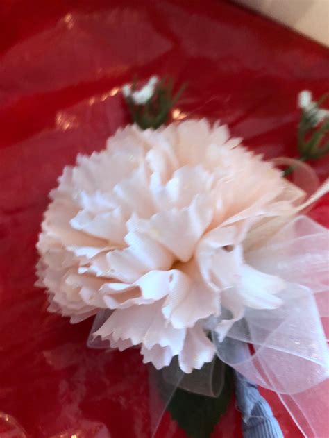 Pink Carnation Boutonnière White Bow Etsy