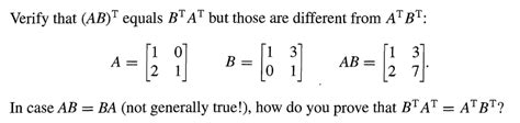 solved verify that ab t equals b t a t but those are