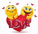 Emoji valentine vector concept design. Love text with emojis lovers ...