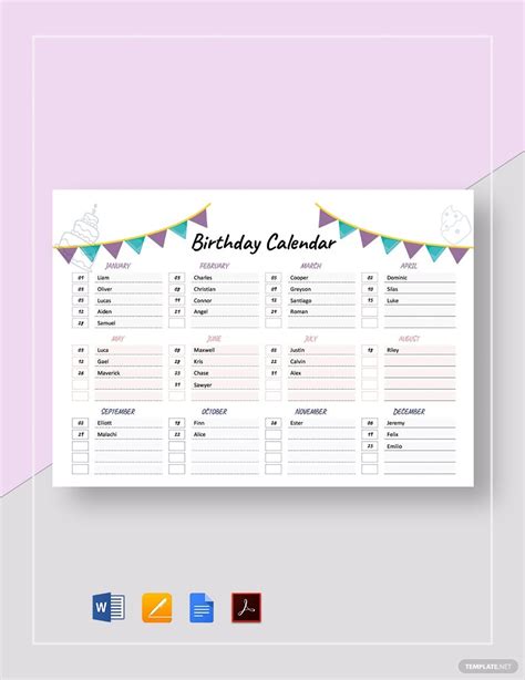 Birthday Calendars Free Printable Pdf Templates Birthday Calendar 14