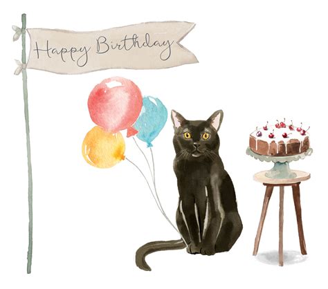 Black Cat Birthday Card Etsy