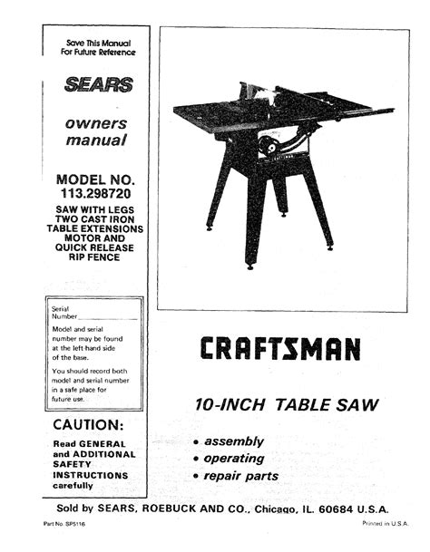 Craftsman User Manual Inch Table Saw Manuals And Guides