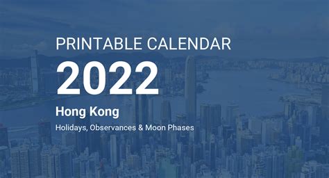 Printable Calendar 2022 For Hong Kong Pdf