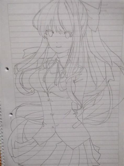 Mi Primer Dibujo De Monika 3 •¡doki Doki Literature Club• Amino
