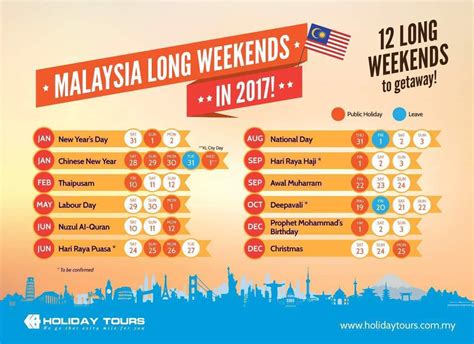 This calendar was started since 2012 and will be keep updating for life. Public Holidays Malaysia 2017 with Long Weekend Planner ...