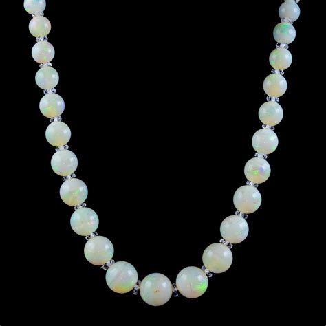 Antique Victorian Natural Opal Beaded Necklace Gold Clasp Ebay