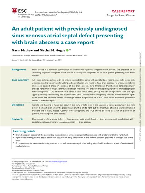 Pdf An Adult Patient With Previously Undiagnosed Sinus Venosus Atrial