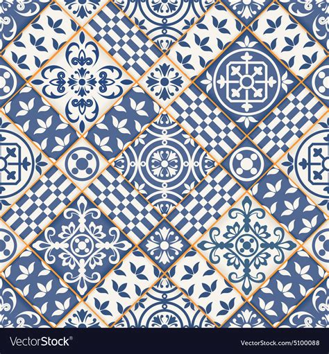 Seamless Patchwork Pattern Moroccan Tiles Vector Image