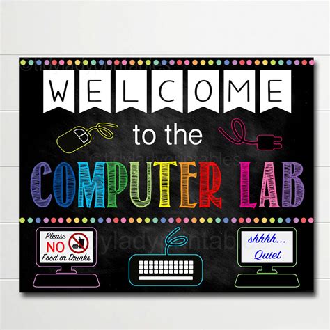 Computer Lab School Sign Classroom Decor Teacher Door Sign Computers