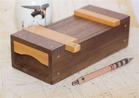 Japanese Toolbox Mini Wood Box Keepsake Box Pencil And Pen Box Walnut