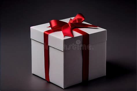 A White Box With A Red Ribbon And A Bow On It S Side Stock Illustration