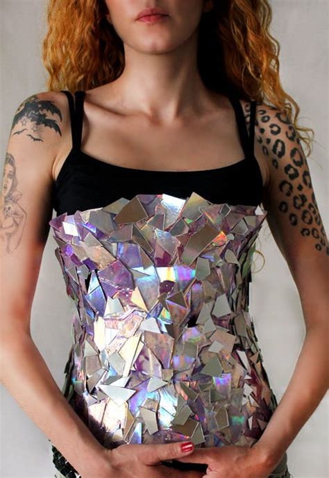 Mirror Corset From Recycled Cds Ropa Reciclada Ropa Con Material