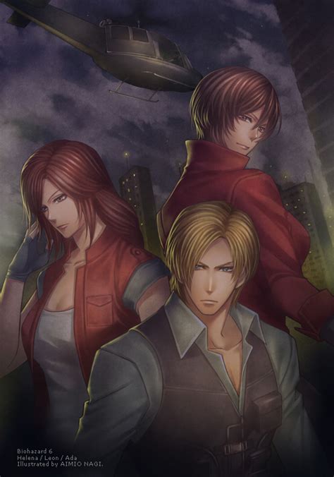ada wong leon s kennedy and helena harper resident evil and 1 more drawn by aimio nagi