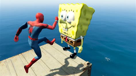 Gta 5 Water Ragdolls Spiderman Vs Spongebob Superhero Battle Funny