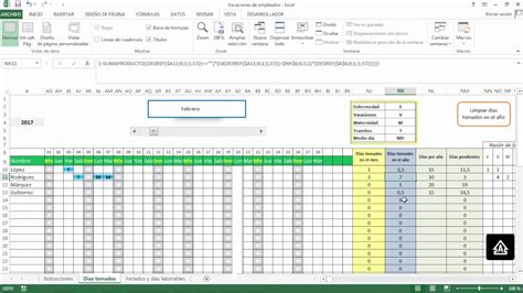 Formato Control De Vacaciones De Personal En Excel Charcot