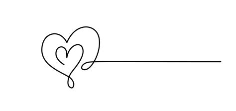 Two Hand Drawn Monoline Hearts And Line For Text Love Icon Vector