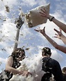 Feathers fly in mass pillow fights in cities
