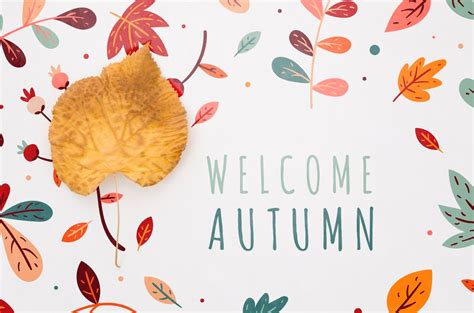 Free Psd Welcome Autumn Lettering With Leaves Around