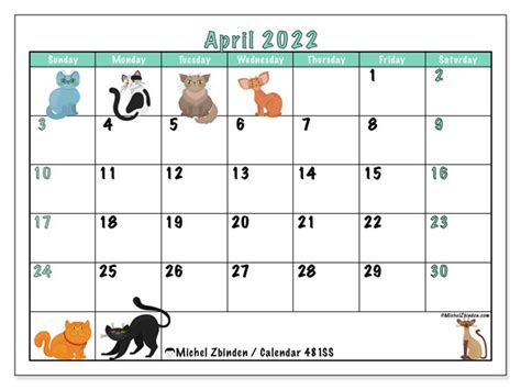 Printable April 2022 “481ss” Calendar Michel Zbinden En