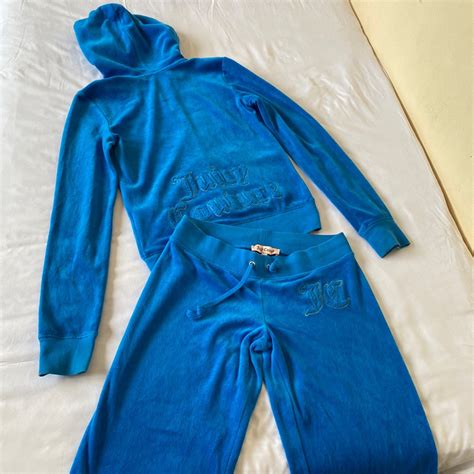 Juicy Couture Blue Velvet Tracksuit Set Y2kgoldd Womens Fashion