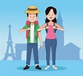 Turistas de dibujos animados y diseño de viajes mundiales | Vector Premium
