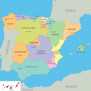 CARTINA SPAGNA ᐅ Scarica cartina di Spagna