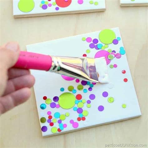 Make Diy Confetti Coasters For Parties Using White Tiles