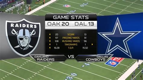 Season 4 Week 13 Oakland Raiders Vs Dallas Cowboys Youtube