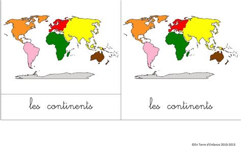 En Terre Denfance Cartes De Nomenclature Les Continents Montessori