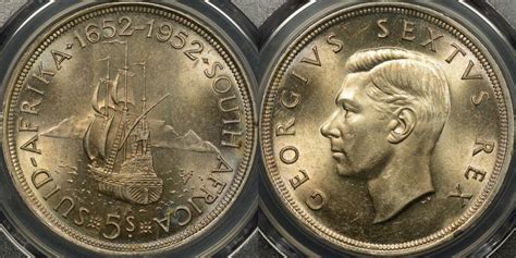 South Africa 1952 5 Shillings Km 41 Pcgs Ms62 The Purple Penny