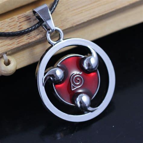 Naruto Pendant Ninja Tritium Mens Necklace Leather Collars Pingente