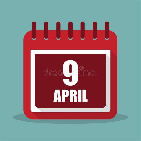 Calendar With 19 April In A Flat Design Vector Illustration Stock