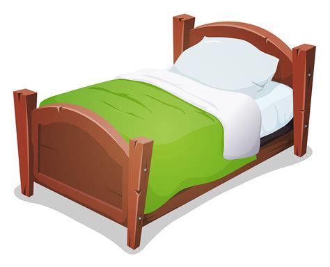 Cama De Madera Con Manta Verde Vector En Vecteezy