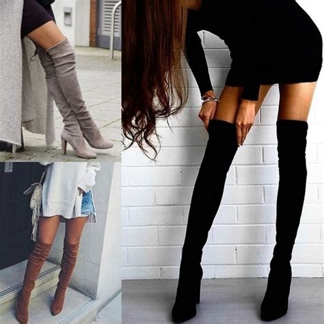 Women Boots Black Over The Knee Boots Sexy Female Autumn Winter Lady