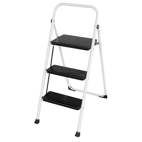 Amerihome 3 Step Metal Folding Utility Step Stool Ladder With 200 Lbs