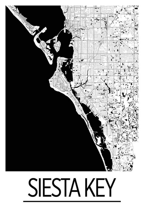 Siesta Key Map Poster Florida Map Print Art Deco Series Etsy