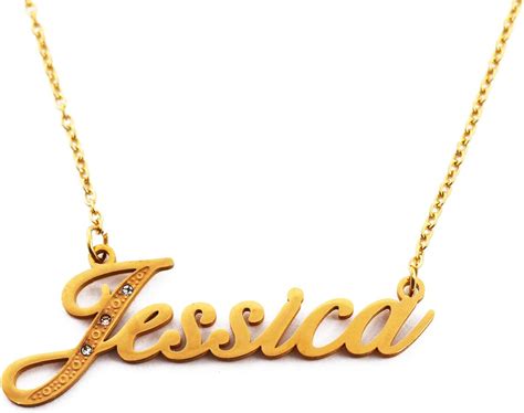 Italic Jessica Name Necklace Personalized Gold Tone Dainty