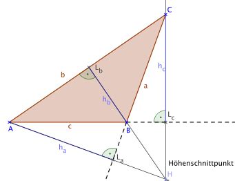 Es ist daher wichtig zu wissen, wie ein stumpfes dreieck zu bauen. Höhe (Geometrie) - Wikipedia